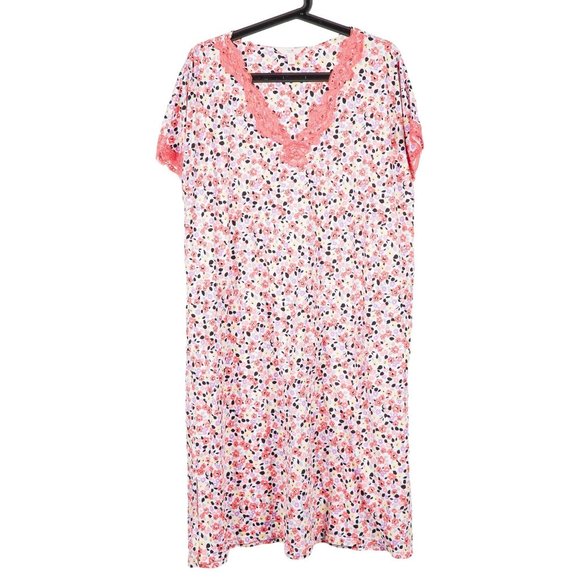 Secret Treasures Other - Secret Treasures Nightgown M 8 10 Womens Floral Lace Short Sleeve Purple Orange
